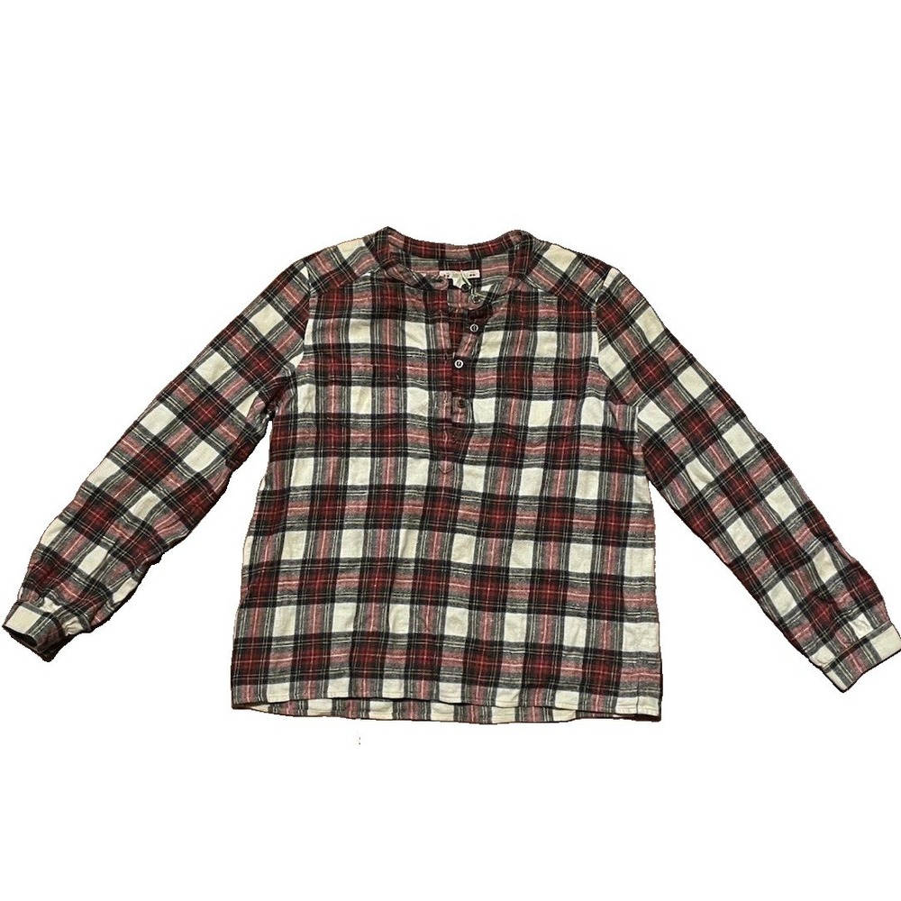 Bonpoint Girls Long Sleeve Flannel Shirt Plaid Size L 10-12 Years Fall Winter